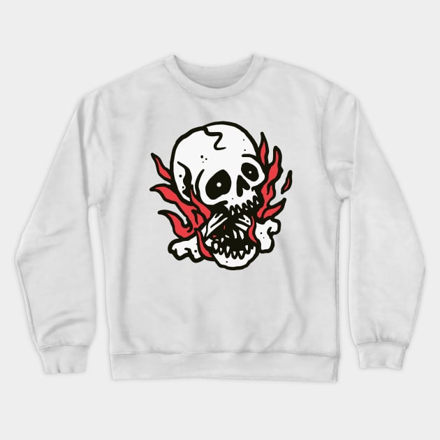 Skull Fire Crewneck Sweatshirt by quilimo